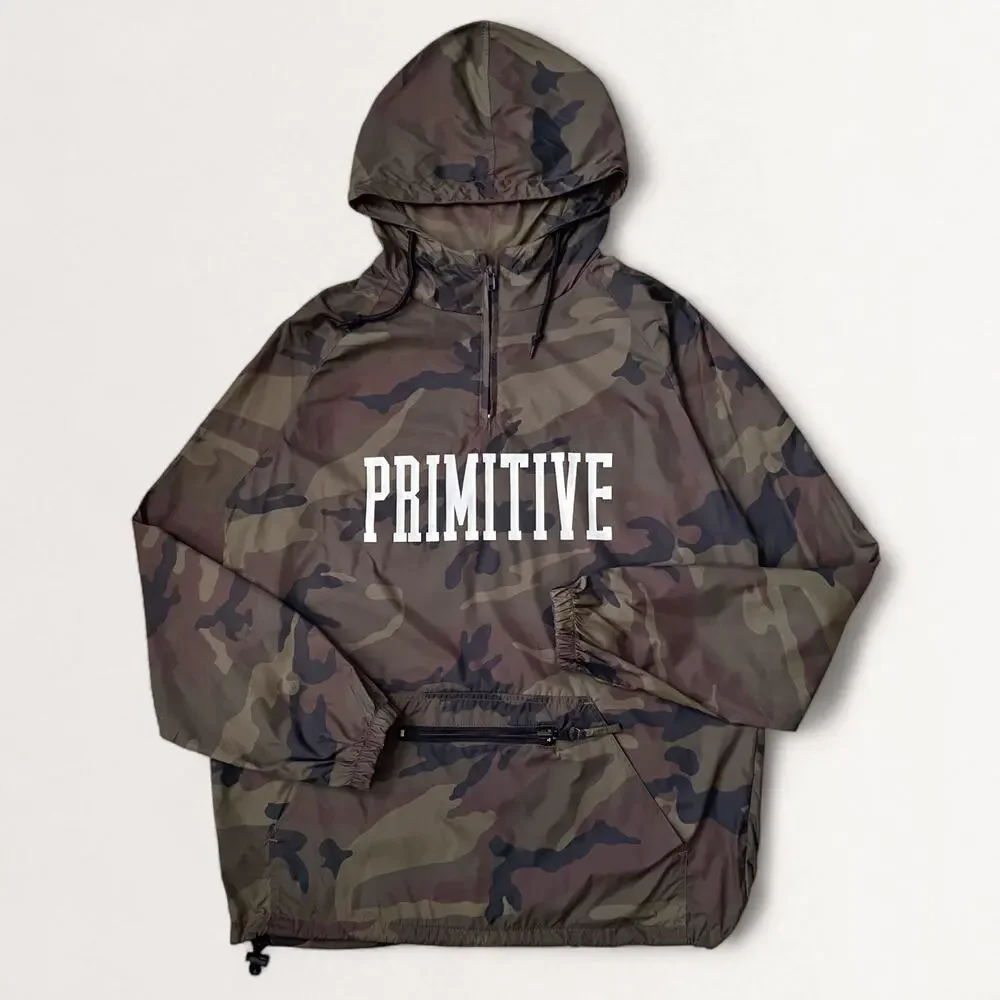 Primitive Camo Hooded Anorak 1/4 Zip Jacket Windbreaker M Gorpcore Skateboarding
